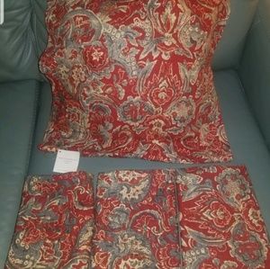 4 Pottery Barn Linen Cotton Rust Red Blue 20” X 20